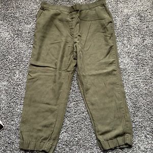 Ann Taylor olive green linen wide leg pants